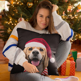 Foto für Hunde mit digitaler Weihnachtsmannmütze S Kissen