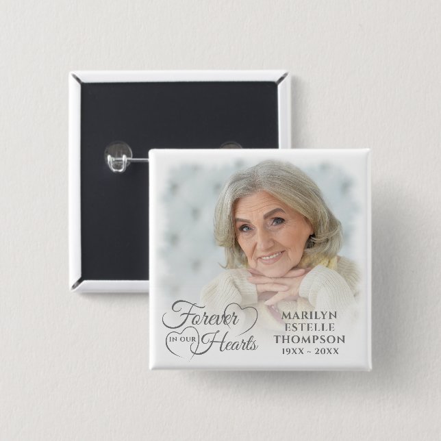 Foto für immer in unseren Herzen grau Button (Vorne & Hinten)