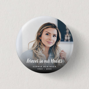 Foto für immer in unseren Herzen Trauerandenken Button