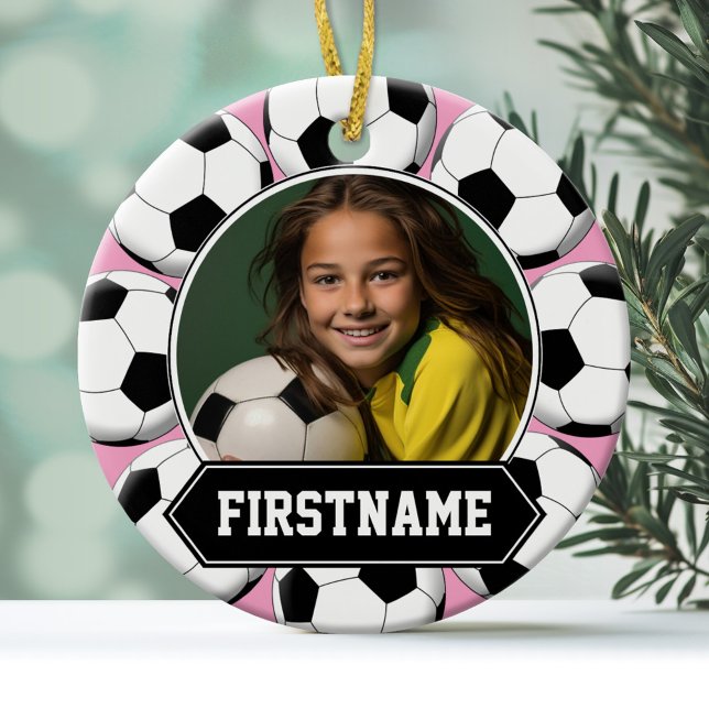 Foto für Jugendliche Keramik Ornament (A soccer ornament with a place to add a photo and name)