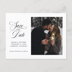 Foto für klassisches Skript-Single Save the Date Ankündigungspostkarte