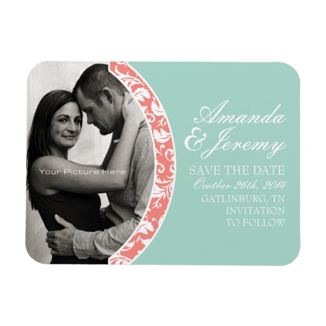 Foto für Korallen- und MinzDamaskus-Hochzeit speic Magnet (Horizontal)