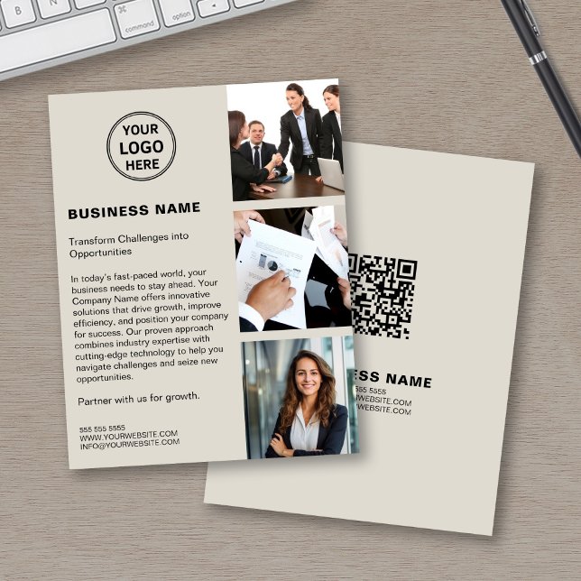 Foto für kundenspezifische Logos QR Modernes Corpo Flyer (Custom Logo Photo QR Modern Corporate Business Flyer)