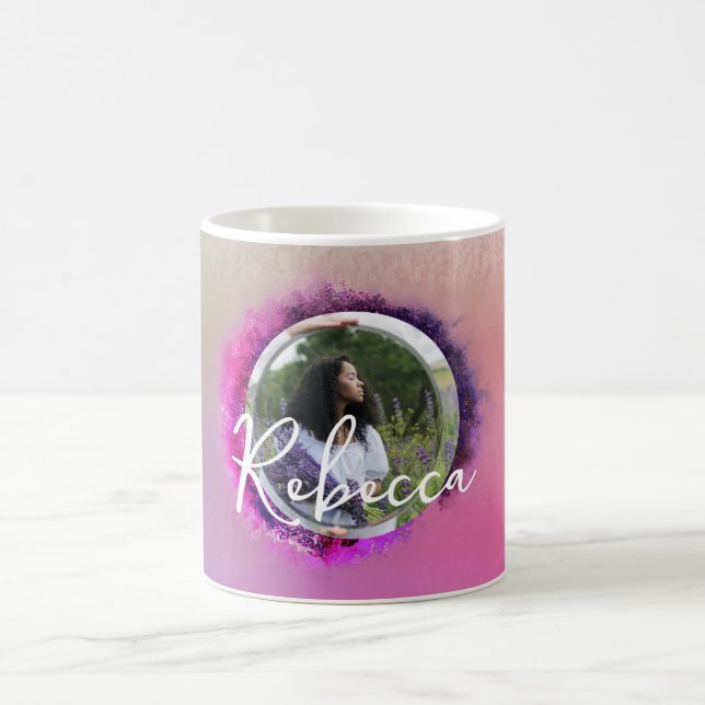Foto für Lila und rosa Rahmen Kaffeetasse (Mittel)