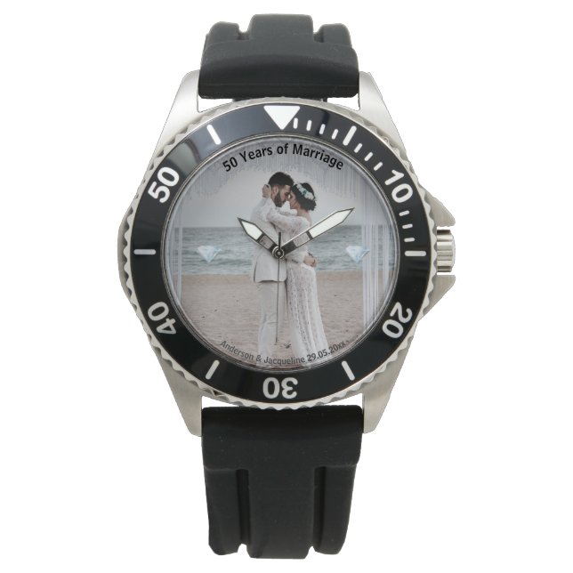 Foto für Männer anpassen Geschenke zum 50. Jahrest Armbanduhr (Vorderseite)