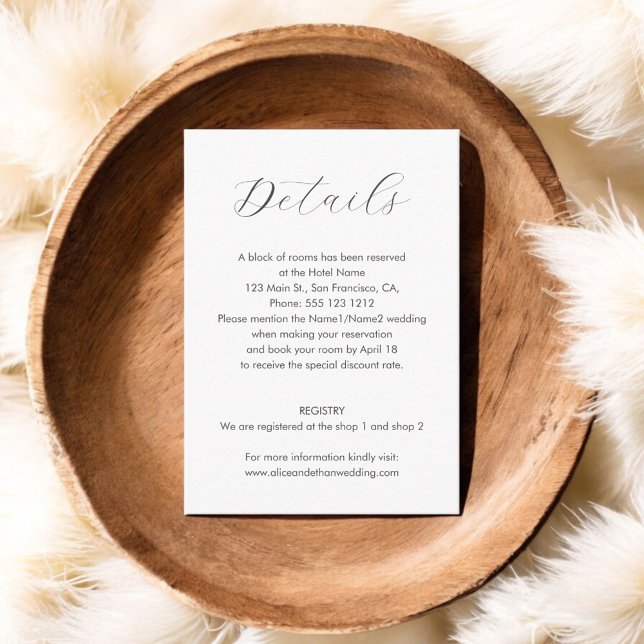 Foto für Minimalistische Hochzeitdetails Begleitkarte (Von Creator hochgeladen)