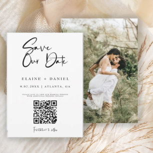 Foto für Minimalistisches Script QR Code Save The Date