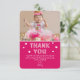 Foto für moderne Kinder Geburtstag | Pink Dankesch Dankeskarte (Stehend Vorderseite)