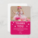 Foto für moderne Kinder Geburtstag | Pink Dankesch Dankeskarte (Vorne/Hinten)