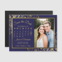 Foto für Navy Blue & Gold Kalender Rett Date Magne