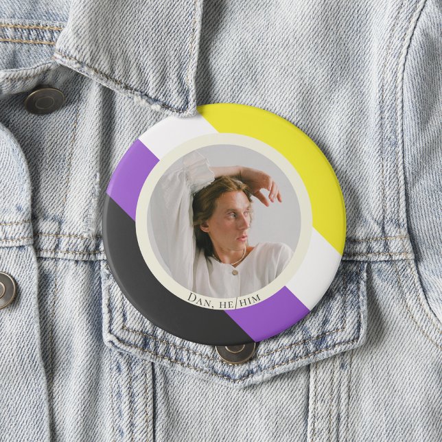 Foto für nicht binäre Flag-Geschlechtspronomen Button (Von Creator hochgeladen)