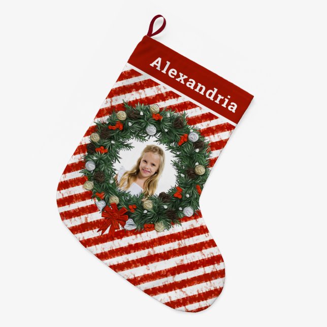 Foto für Niedliche Weihnachtskinder personalisiere Großer Weihnachtsstrumpf (Vorderansicht (hängend))