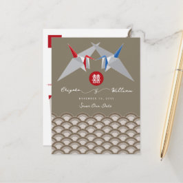 Foto für Papierkrane Scallop-Muster Save the Date Ankündigungspostkarte