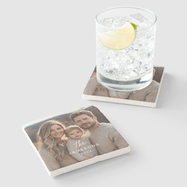 Foto für personalisierte Familienname Steinuntersetzer (Seitenansicht)