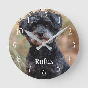 Foto für personalisierte Haustiere Große weiße Zah Runde Wanduhr