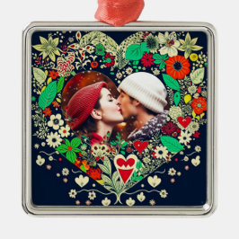 Foto für personalisierte Herzflora Ornament Aus Metall
