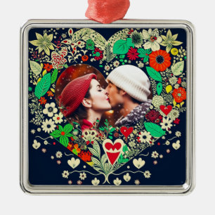 Foto für personalisierte Herzflora Ornament Aus Metall