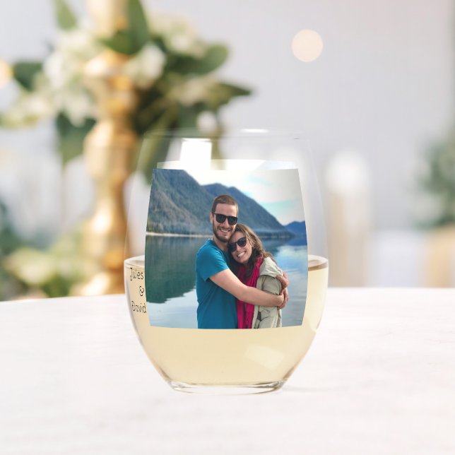 Foto für personalisierte Single Weinglas Ohne Stiel (Insitu (Hochzeit))