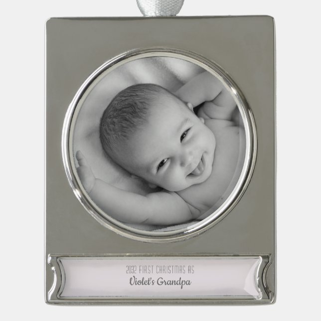 Foto für Personalisierte Weihnachtsnamen Banner-Ornament Silber (Vorderseite)