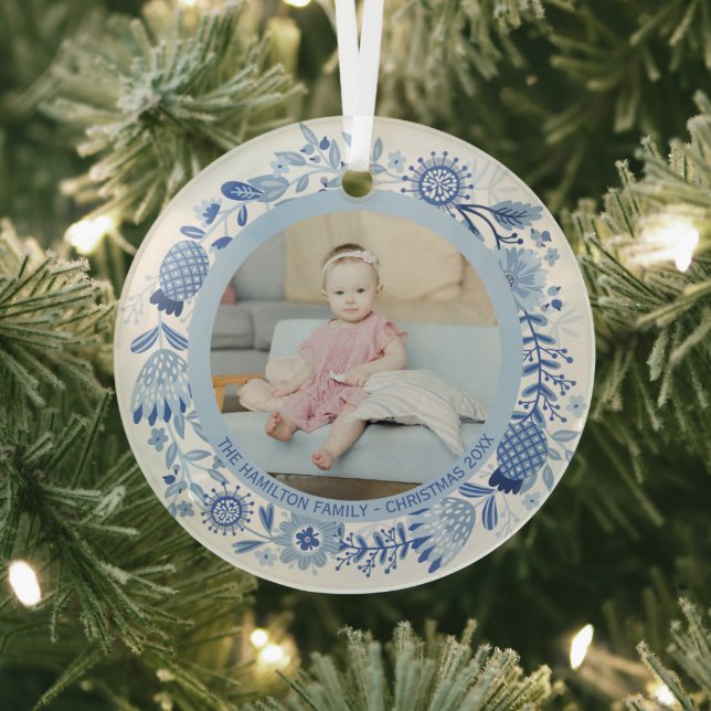 Foto für Personalisiertes Blaues Kraut Ornament Aus Glas (InSitu)