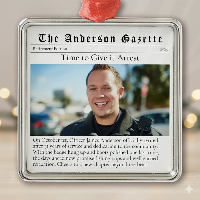 Foto für Polizeischutz Zeitung aufbewahren Ornament Aus Metall (Von Creator hochgeladen)