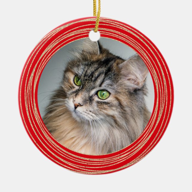 Foto für Rote Katzen-Gedenkangebot anpassen Keramik Ornament (Vorne)