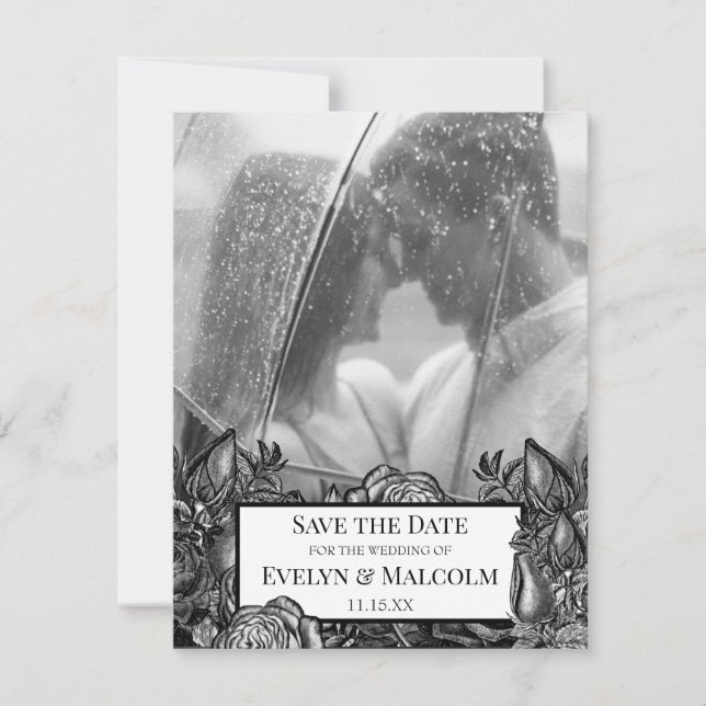 Foto für Schwarz und Weiß Save the Date Einladung (Vorderseite)
