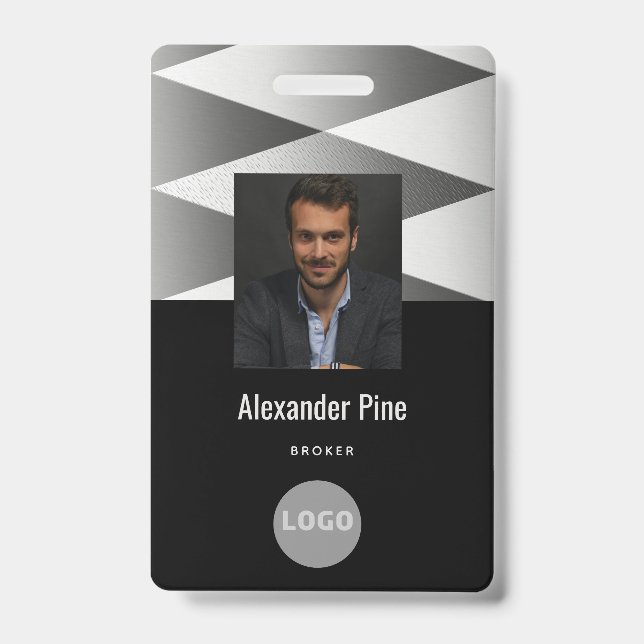 Foto für Schwarz-weiße Mitarbeiter-ID-Logos Ausweis (Front)