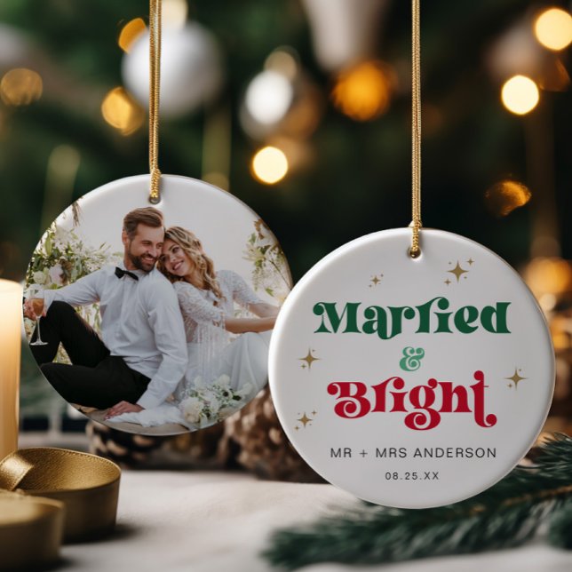 Foto für verheiratete und helle Weihnachtsschmuck  Ornament (Von Creator hochgeladen)