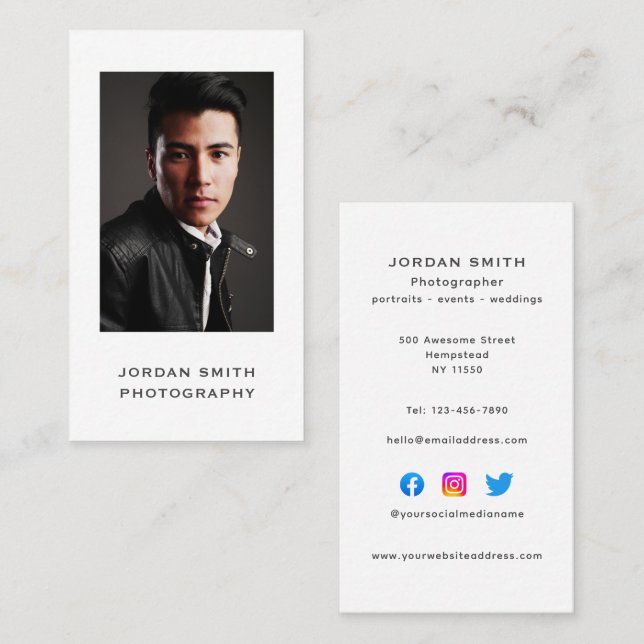 Foto für vertikale Social Media-Headshots Visitenkarte (Vorne/Hinten)