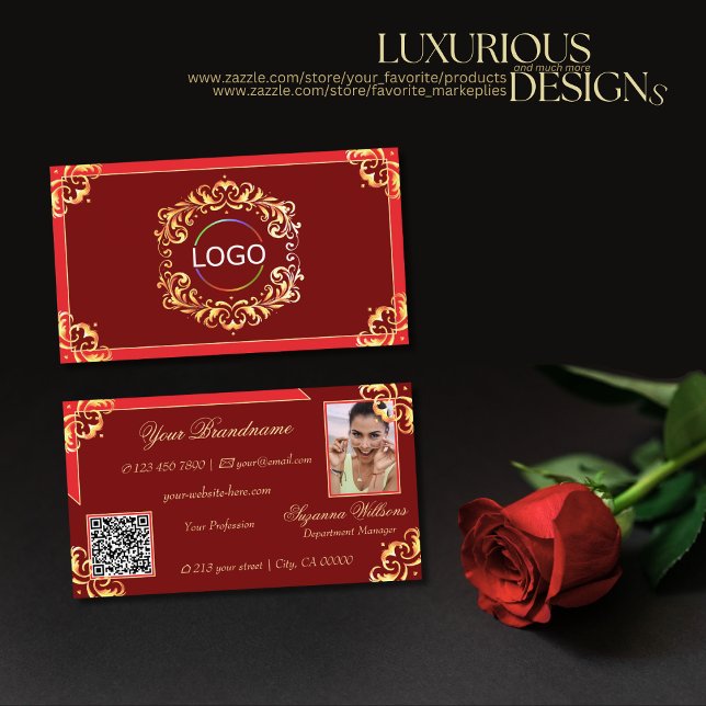 Foto für Verzierte Logos und QR-Code in Rot-Gold Visitenkarte (Von Creator hochgeladen)
