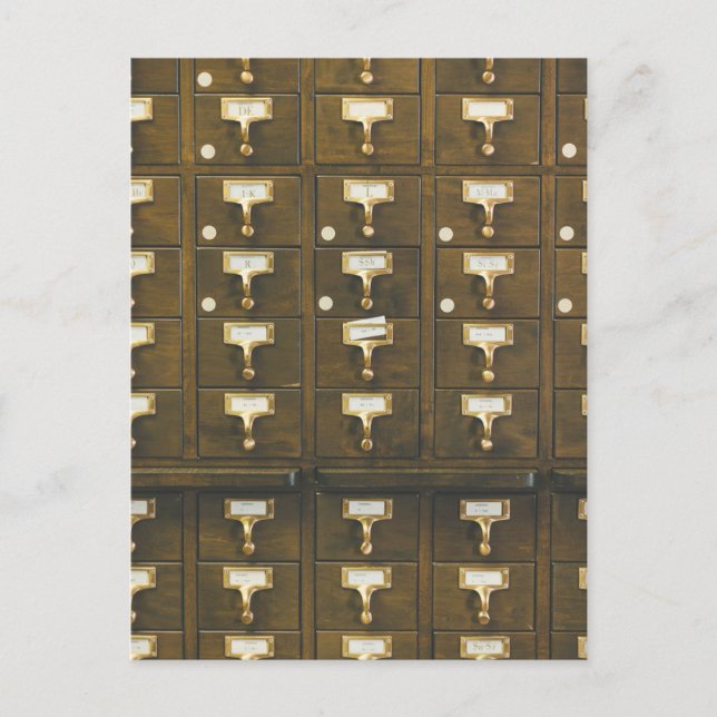 Foto für Vintage Bibliothekskarten Postkarte (Vorderseite)