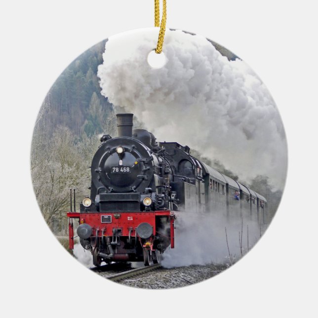 Foto für Vintage Zugdampflokomotive Keramik Ornament (Vorne)