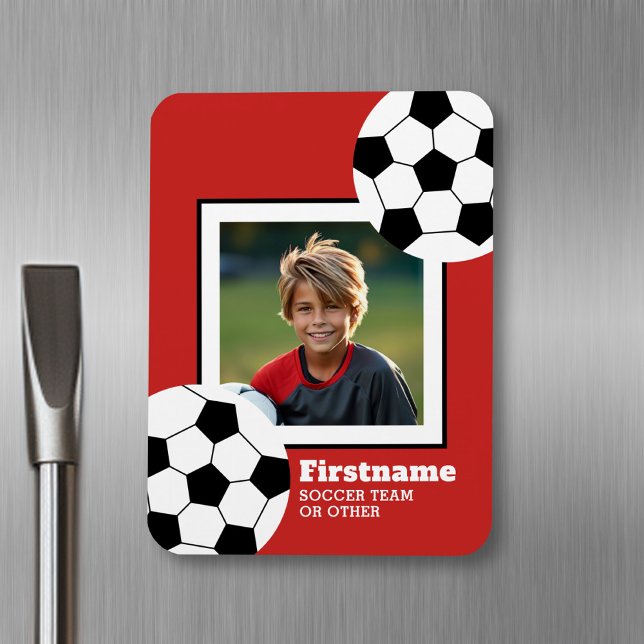 Foto Fußball hinzufügen - Farbe bearbeiten Magnet (Personalized fridge magnet - sports photo)