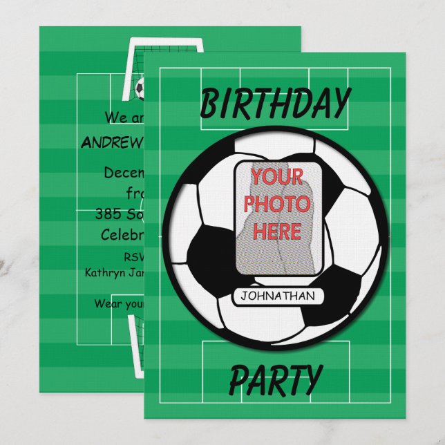 Foto-Fußball-Party Einladung (Vorne/Hinten)