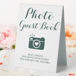 Foto Gästebuch Grün und Weiß Hochzeit Tischaufsteller