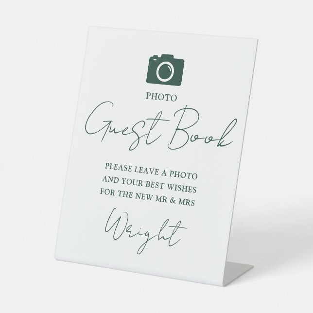 Foto Gästebuch Skript Emerald Green Wedding Sockelschild (Vorderseite)