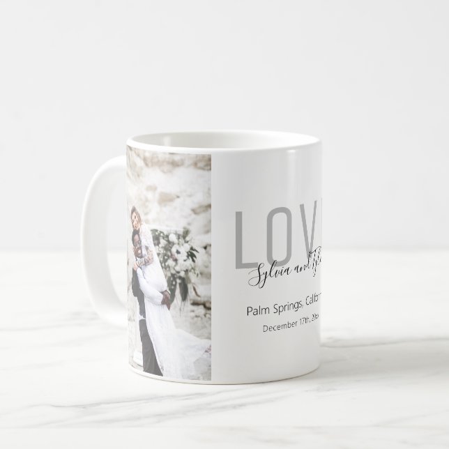 Foto-Gastgeschenk Hochzeit für Minimalistische Lie Kaffeetasse (Vorderseite Links)