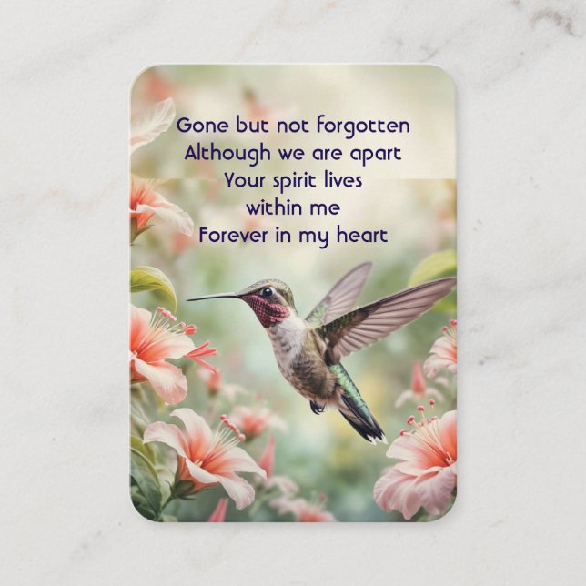 Foto Gebet Keepake Hummingbird Visitenkarte (Vorderseite)