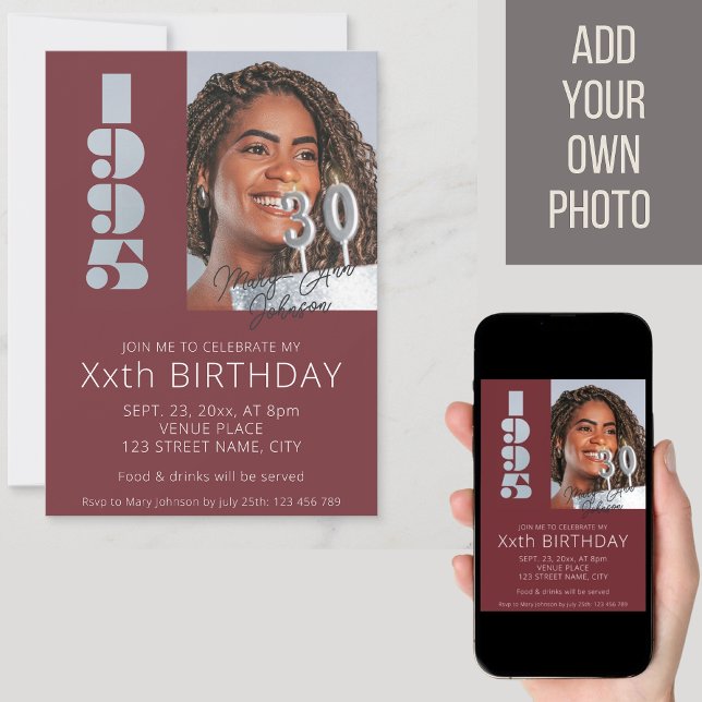 Foto geboren 1995 bordeauxrot einladung (Von Creator hochgeladen)