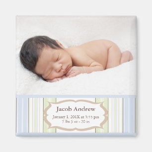 Foto-Geburts-Mitteilungs-Magneten - Baby-Junge Magnet