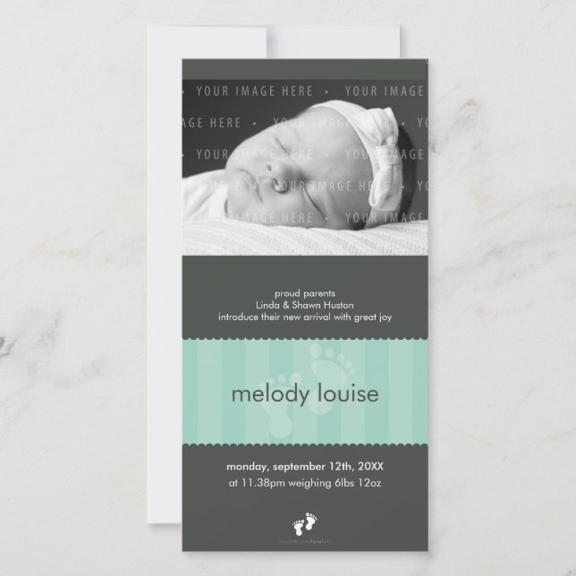 FOTO-GEBURTSANKÜNDIGUNG: glückliche Füße 2P Ankündigung (Vorderseite)