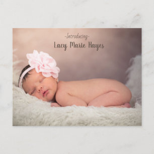 Foto-Geburtsanzeige-Postkarte für Baby Mädchen Postkarte