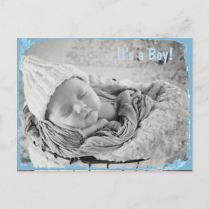 Foto Geburtserklärung für Baby Boy Ankündigungspostkarte