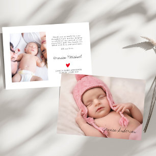 Foto-Geburtsstatistik Moderne Schrift Neue Baby Da Dankeskarte