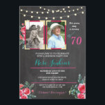 Foto Geburtstag 60. 70. Floral 2 Bilder laden Einladung<br><div class="desc">Fügen Sie Ihr Foto zu diesem Vintagen Chalk laden. Erhöhe jedes Alter. Rückdruck im Lieferumfang enthalten.</div>