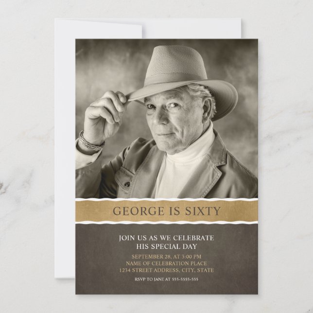 Foto Geburtstag Einladungen 60. Party Bild (Vorderseite)