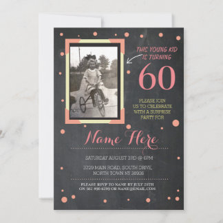 Foto Geburtstag Vintagen Stil Chalk Pink Einladung