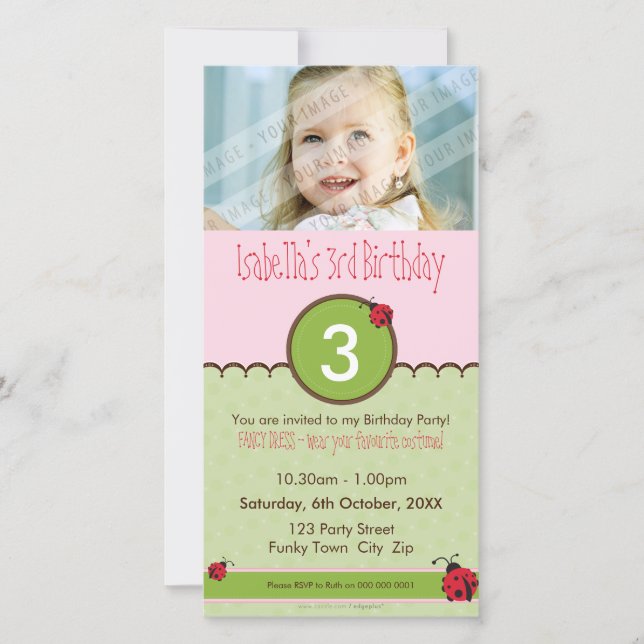 FOTO GEBURTSTAGLICHE EINLADUNGEN: Ladybird 4P (Vorderseite)