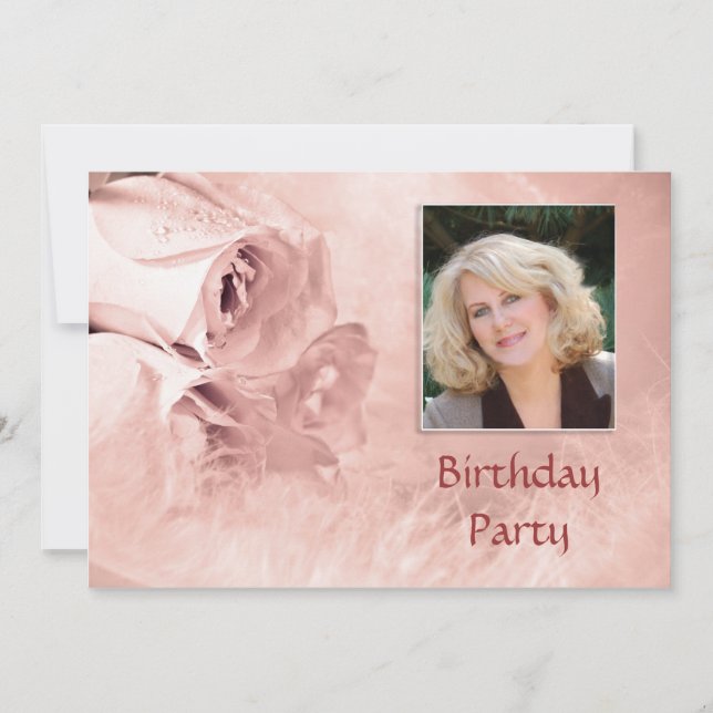 Foto Geburtstagsfeier Einladung zu Rose (Vorderseite)